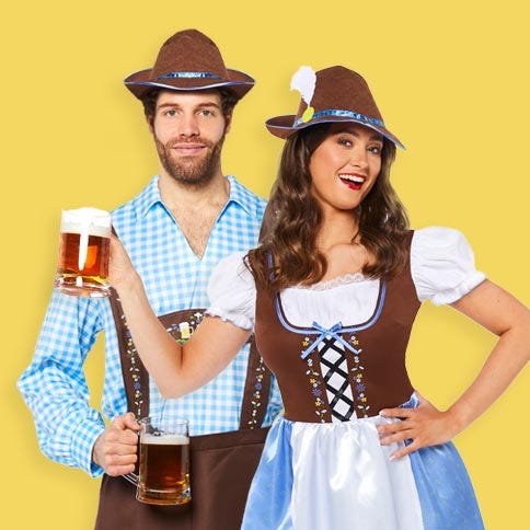 Man and woman wearing Bavarian style costumes