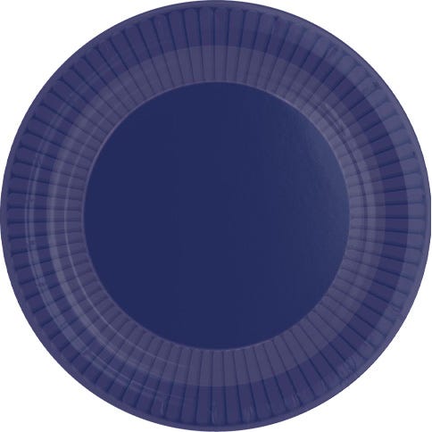 A blue paper plate