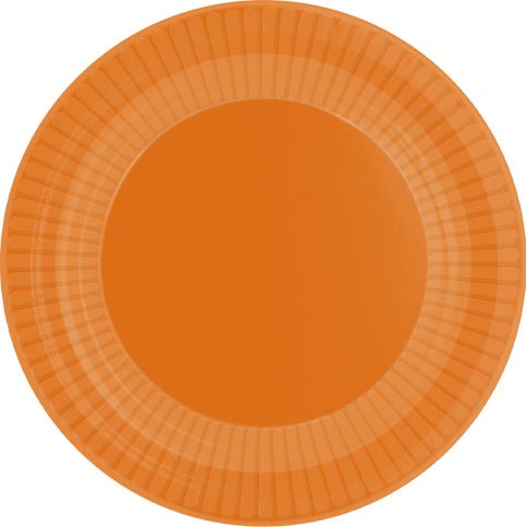 An orange paper plate