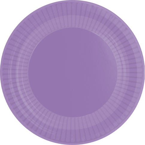 A purple paper plate