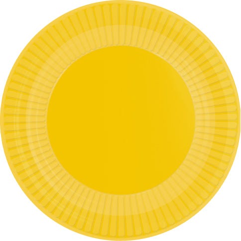 A yellow paper plate