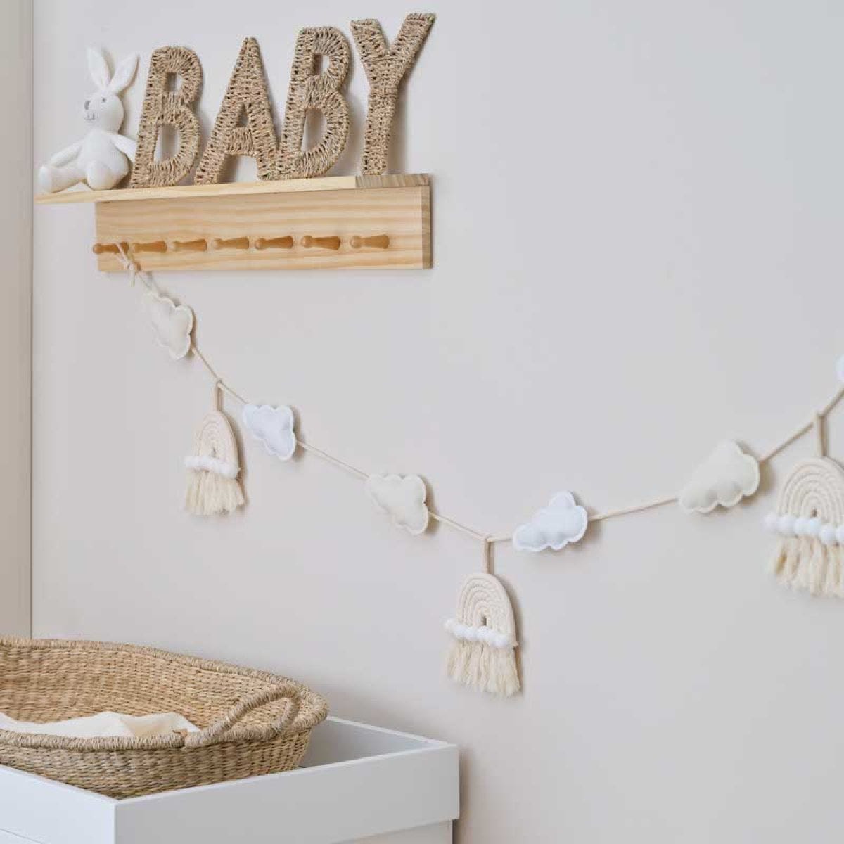 Cloud & Rainbows Macrame Fabric Bunting - 2m