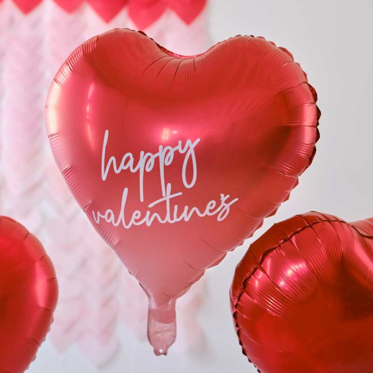 Customisable Heart Valentines Balloons with Stickers - 18" Foil (5pk)