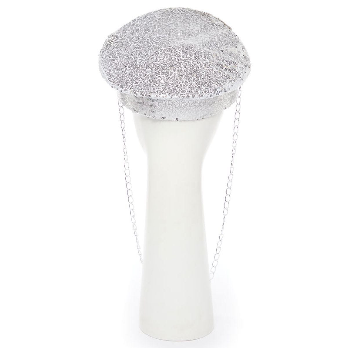 Silver Sequin Biker Hat