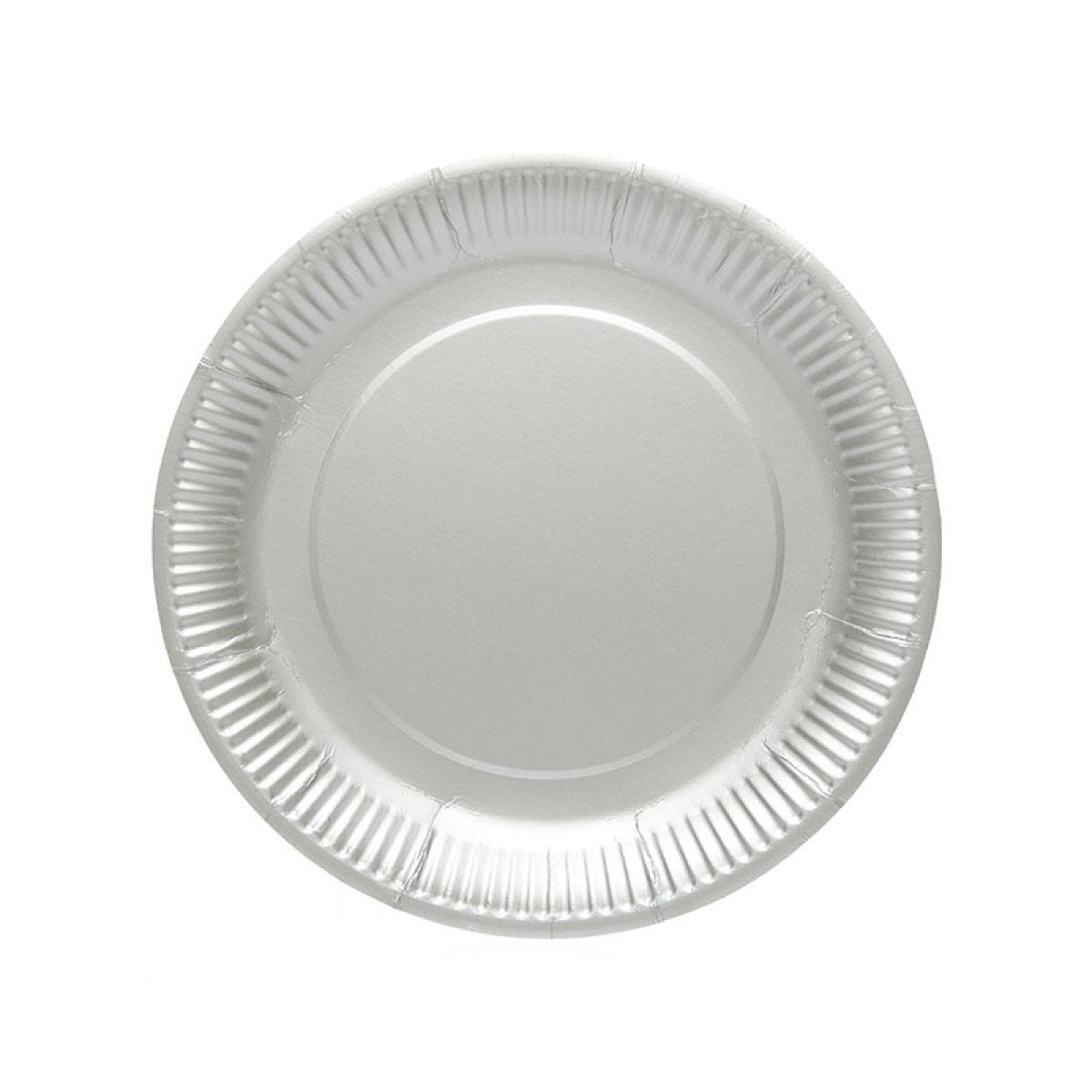 Silver Matte Paper Plates - 23cm (8pk)