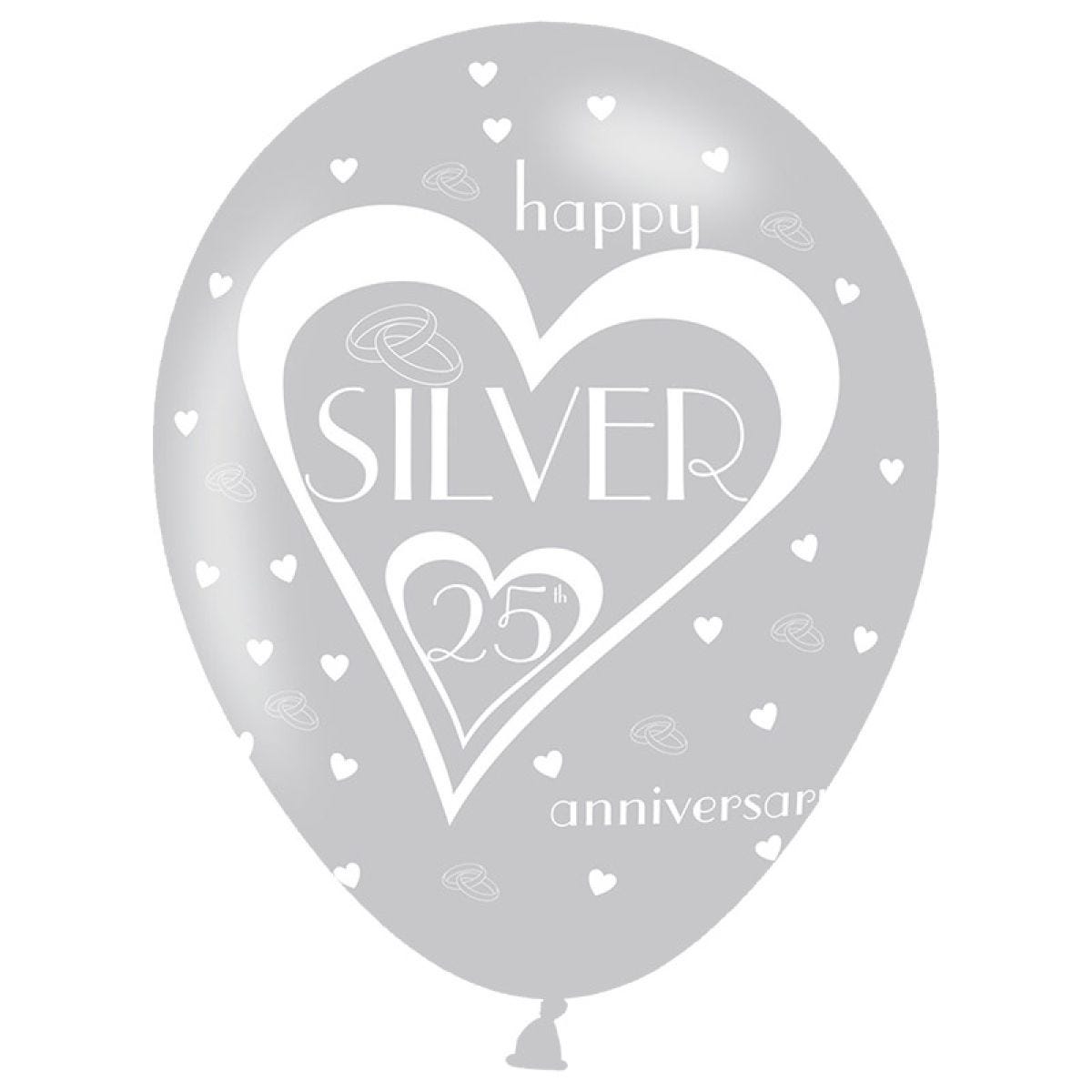Silver 25th Anniversary Latex Balloons - 11" (6pk)
