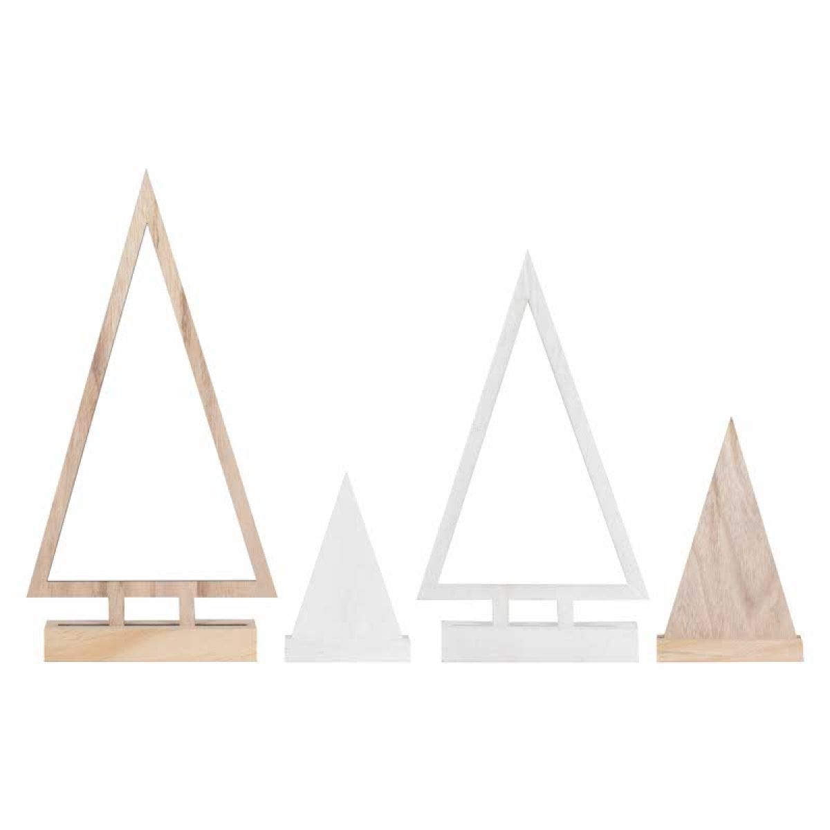 Wooden Tree Decorations (4pk)