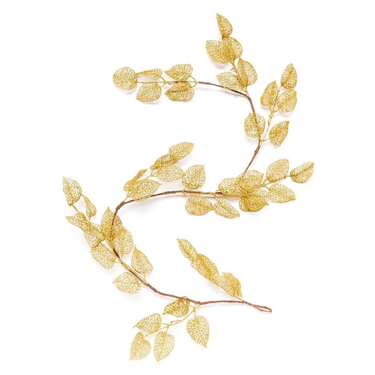 Gold Glitter Leaf Garland - 1.5m