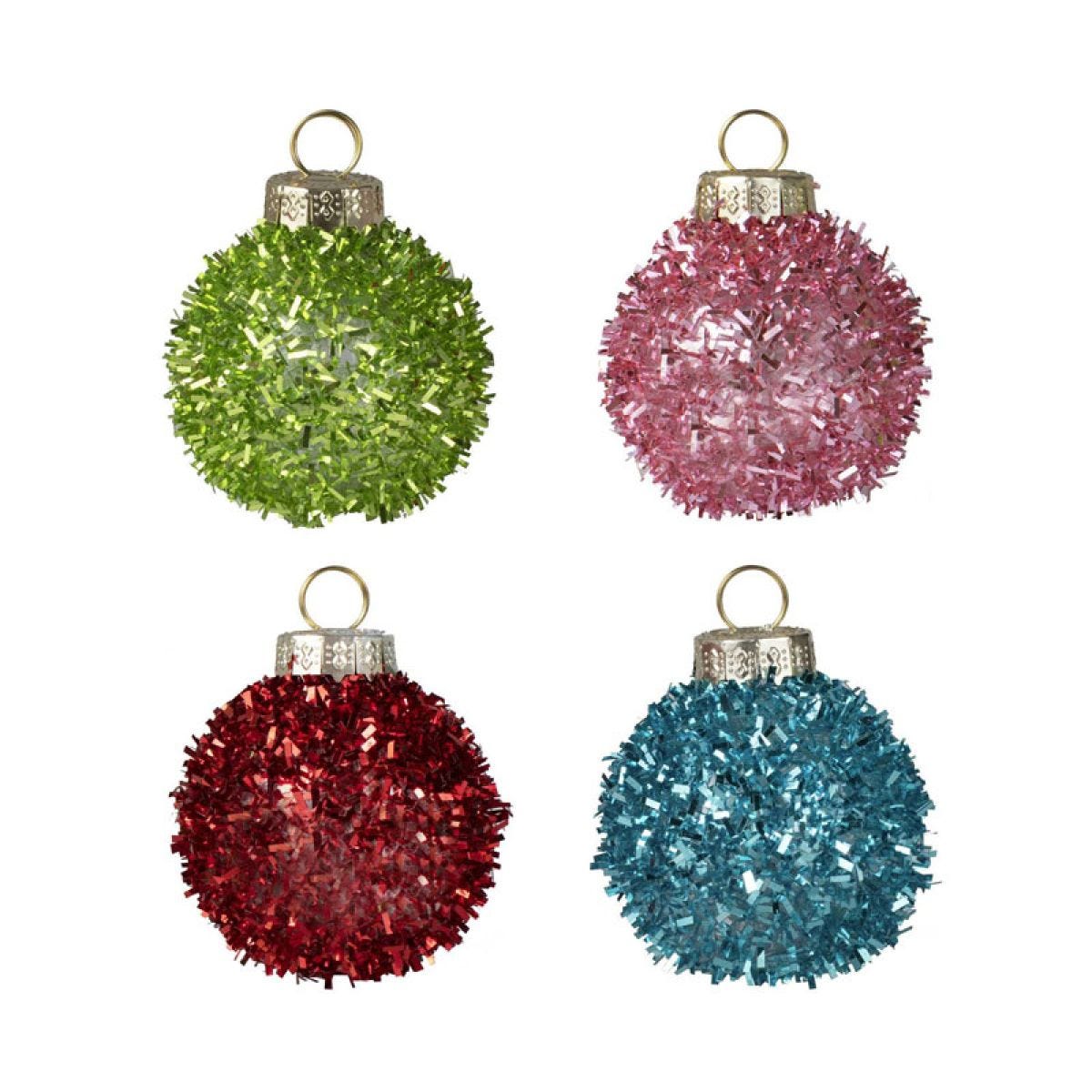 Multicoloured Tinsel Bauble Place Card Holders (4pk)