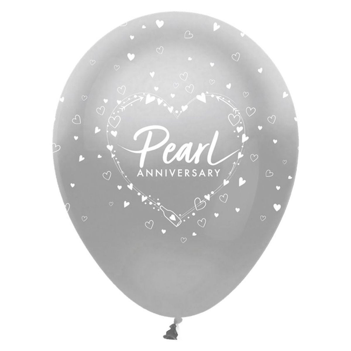30th Pearl Wedding Anniversary Balloons - 12" Latex (6pk)