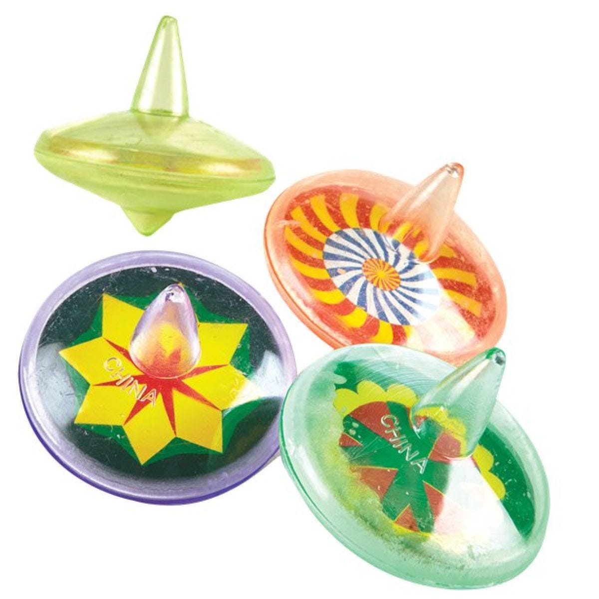 Clear Spin Tops - 3.5cm (8pk)