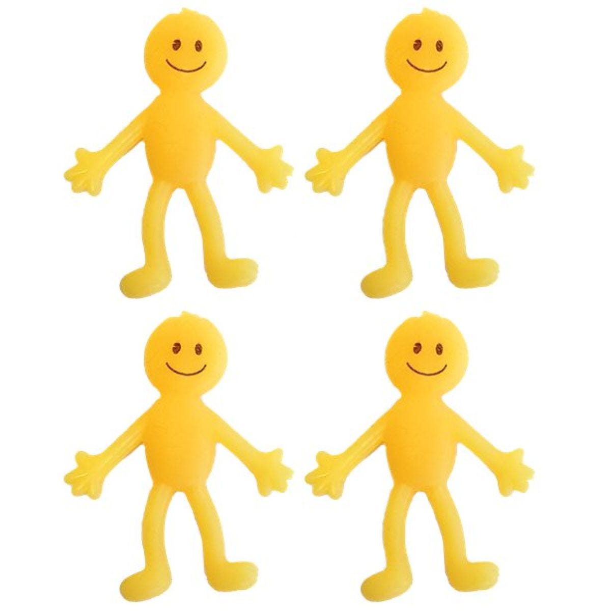 Yellow Stretchy Smiley Man - 6cm (4pk)