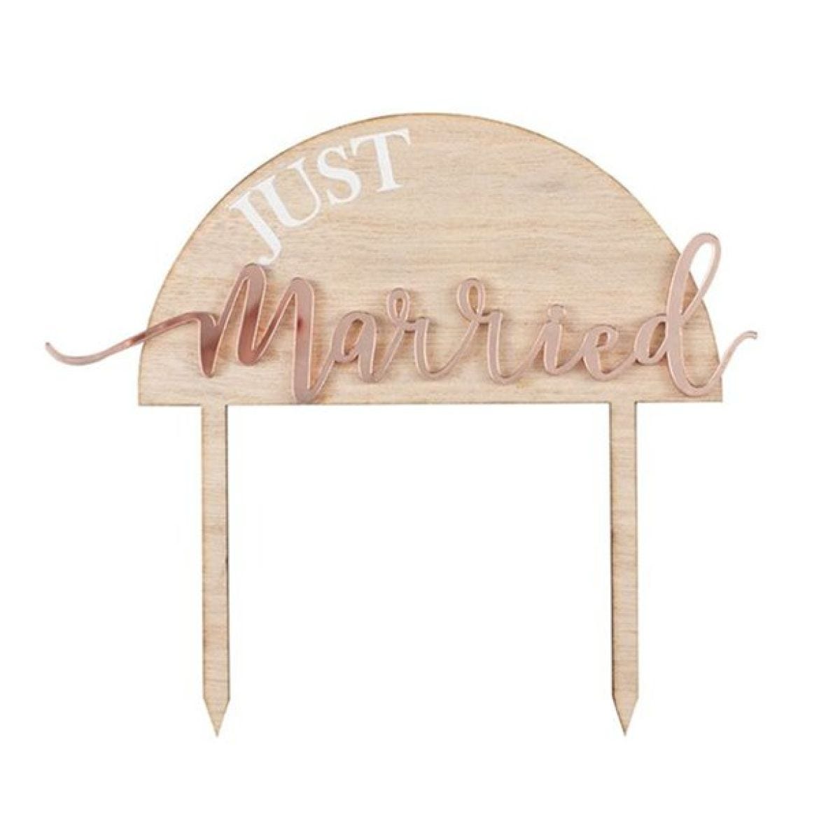 A Touch Of Pampas Just Married Wooden Cake Topper - 18cm