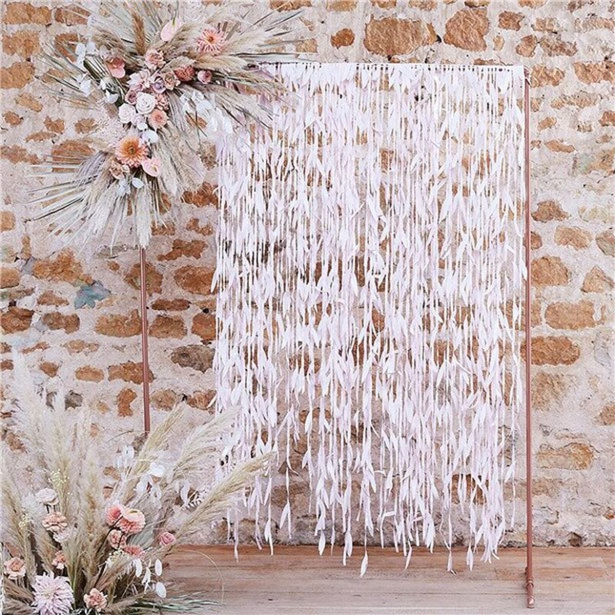 A Touch Of Pampas Blush Pink Leaf Ribbon Backdrop