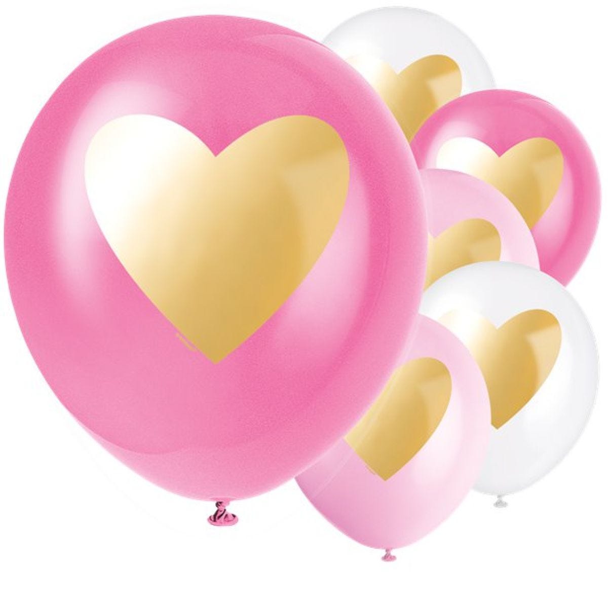 Gold Heart Latex Balloons - 12" (6pk)