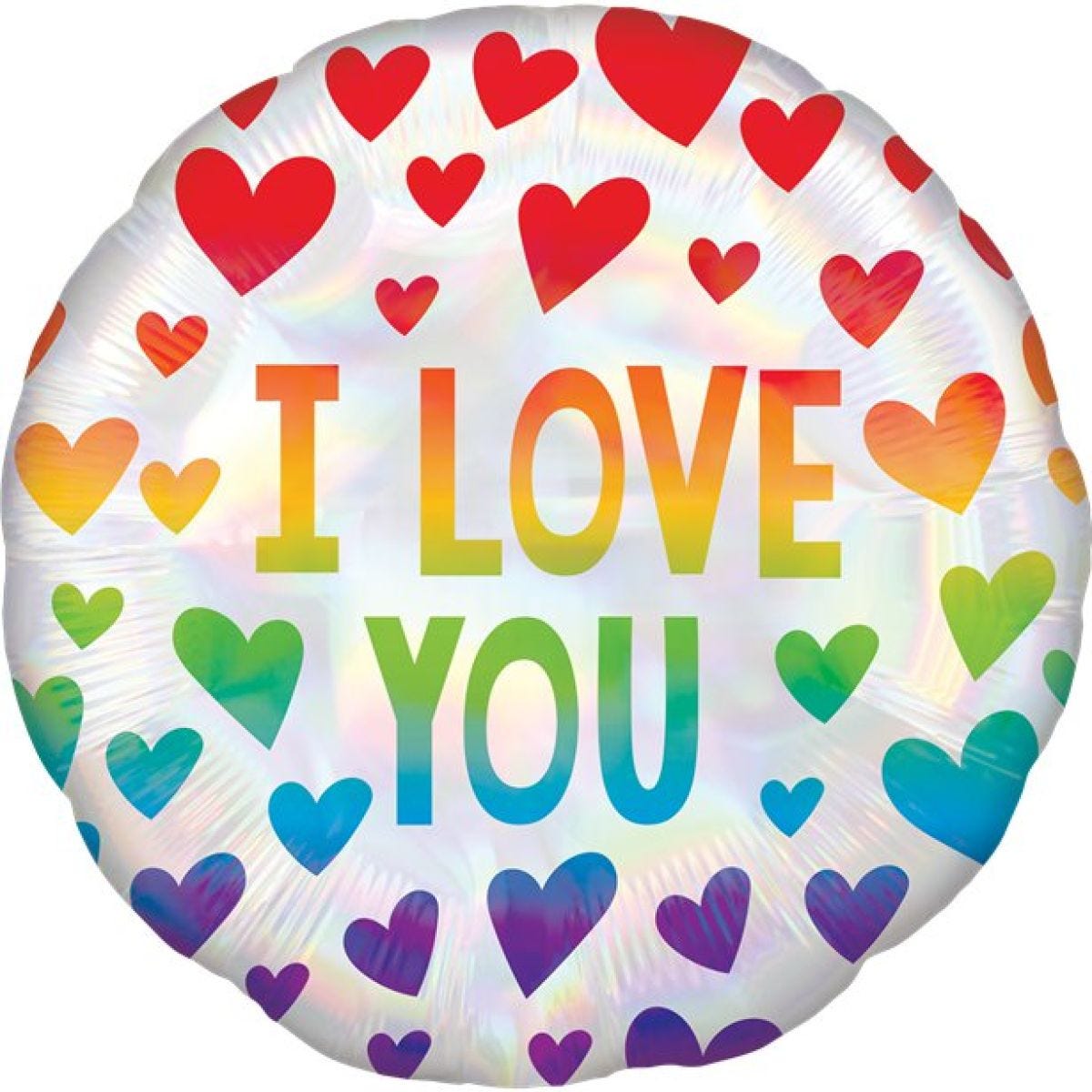 Rainbow Hearts &apos;I Love You&apos; Foil Balloon - 18"