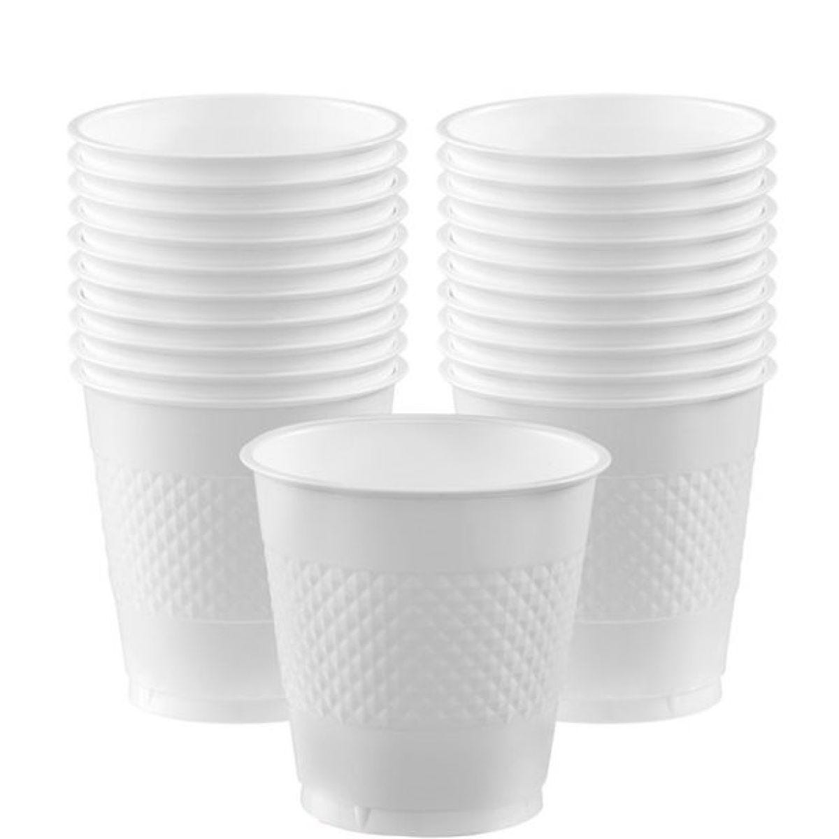 White Plastic Cups - 355ml (20pk)