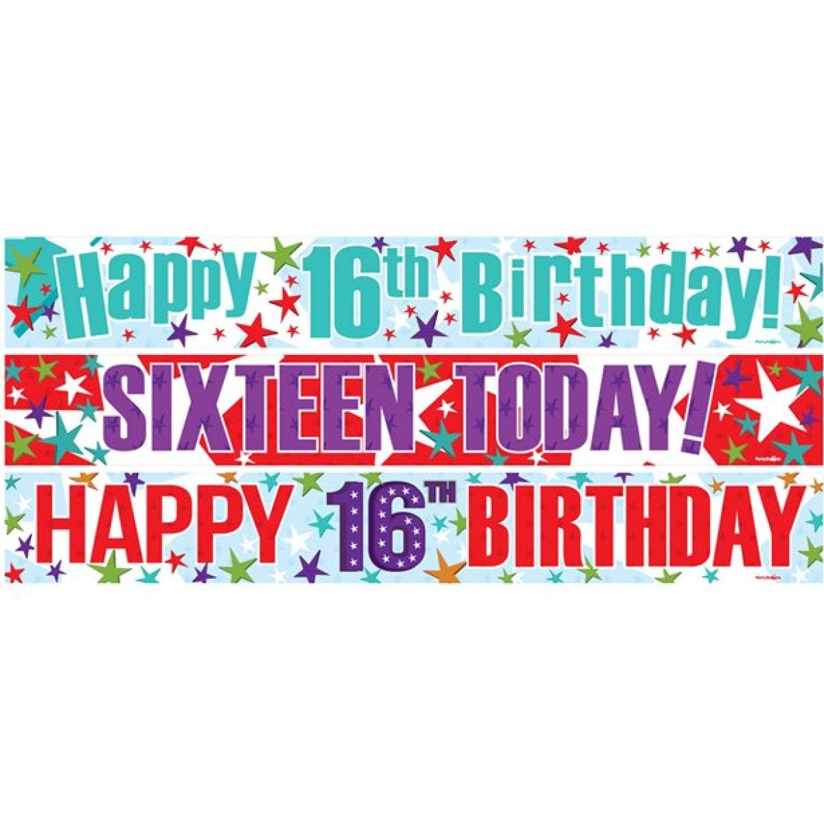 Happy 16th Birthday Paper Banners - 1m