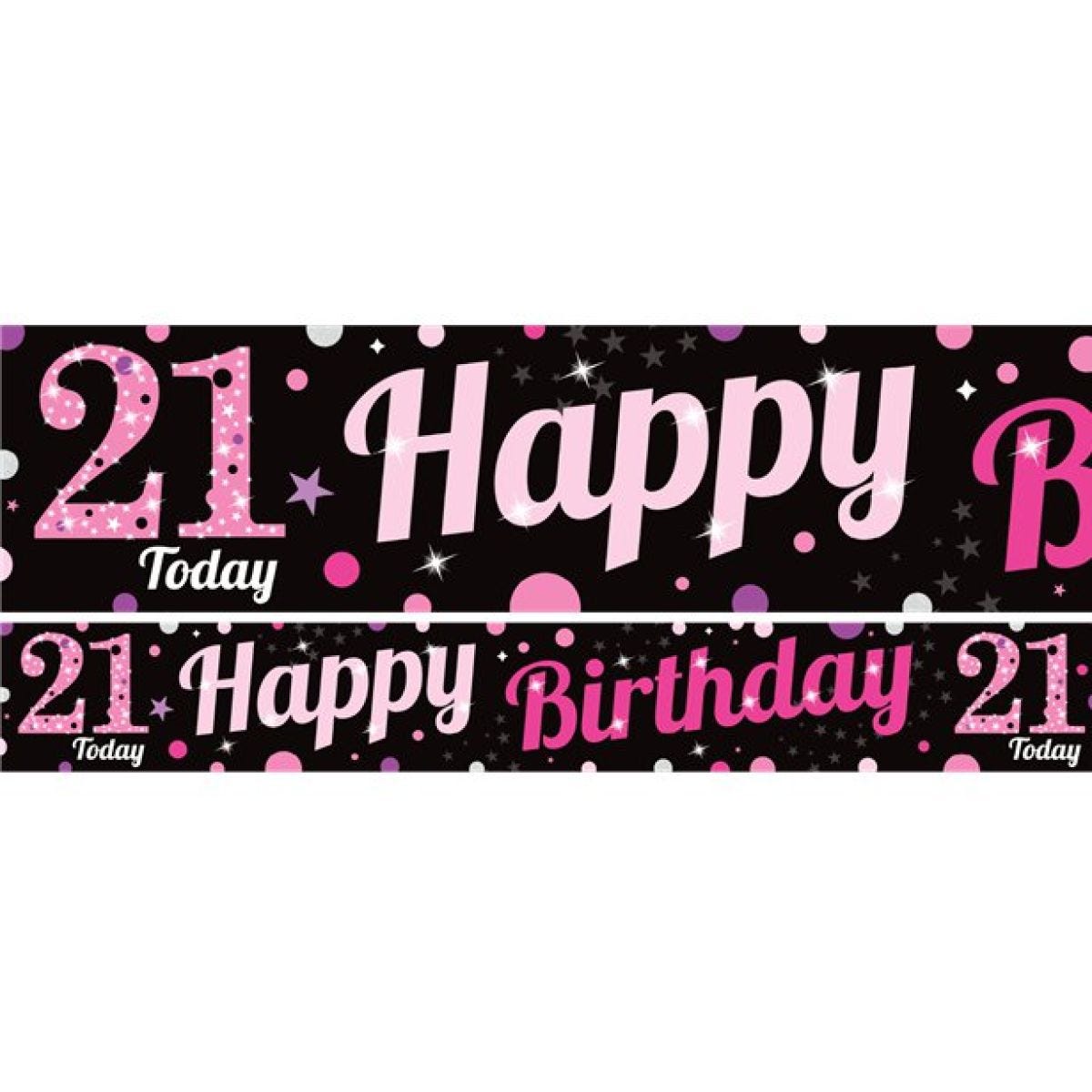 21st Birthday Pink Celebration Paper Banners -1m