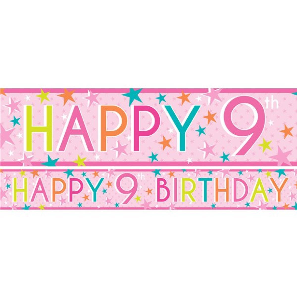 Girls 9th Birthday Paper Banners - 1m