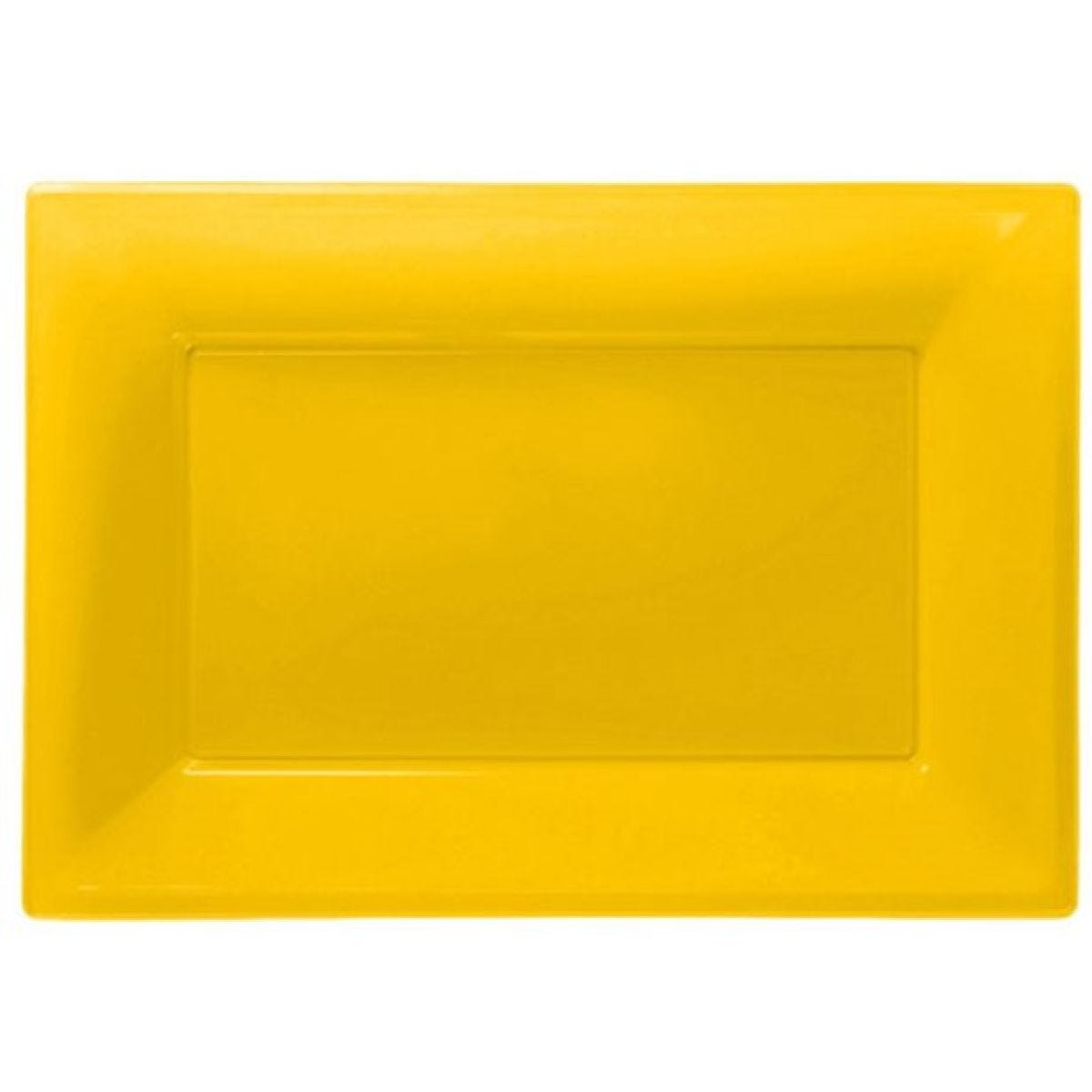 Yellow Plastic Serving Platters - 23cm x 32cm (3pk)