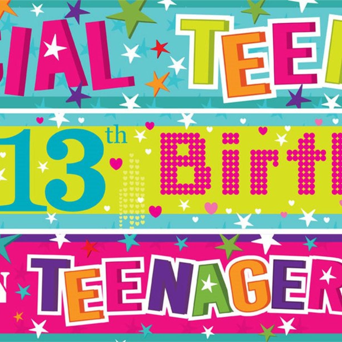 13th Teenager Birthday Paper Banners - 1m