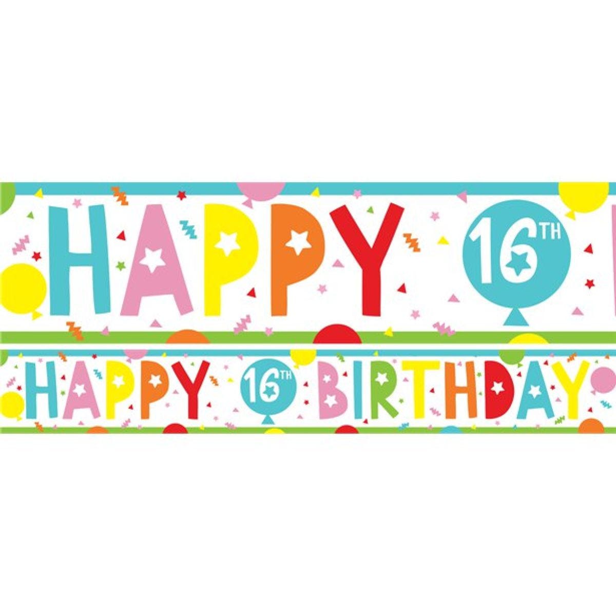16th Birthday Brights Paper Banners - 1m