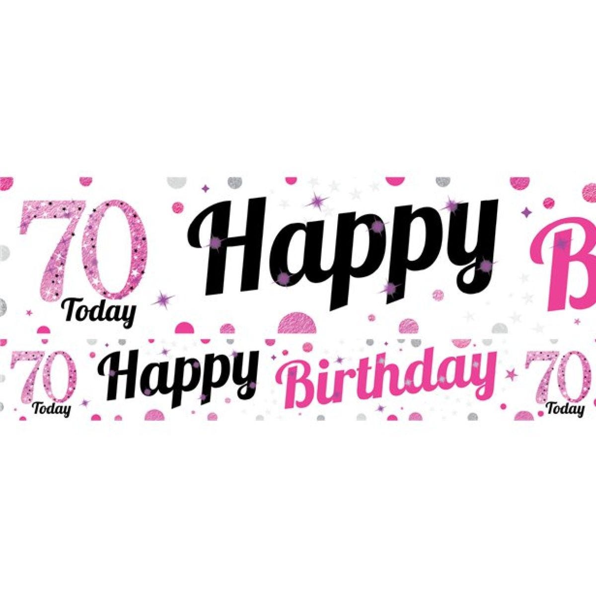 70th Birthday Pink Celebration Paper Banners -1m