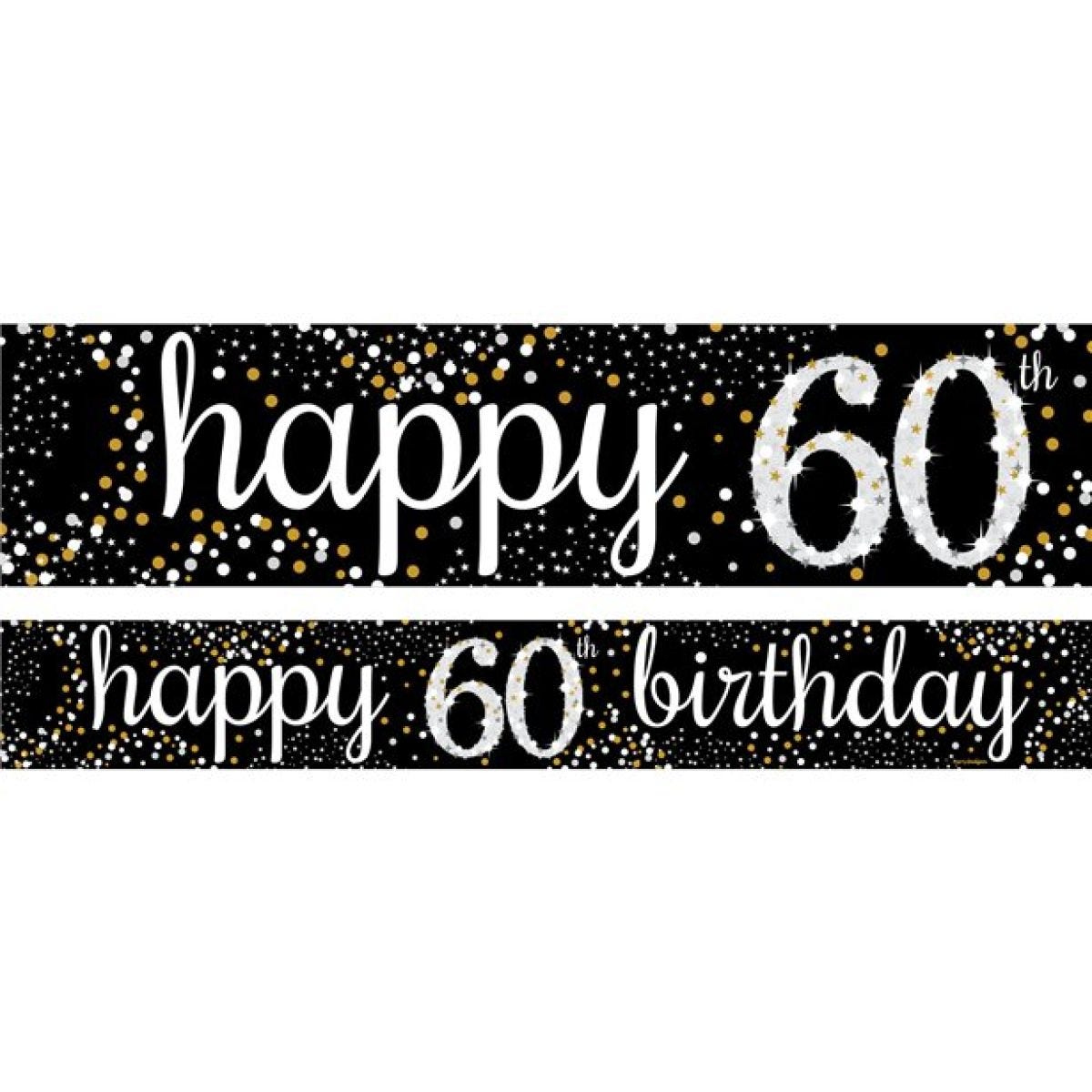 Happy 60th Birthday Blue Paper Banners - 1m