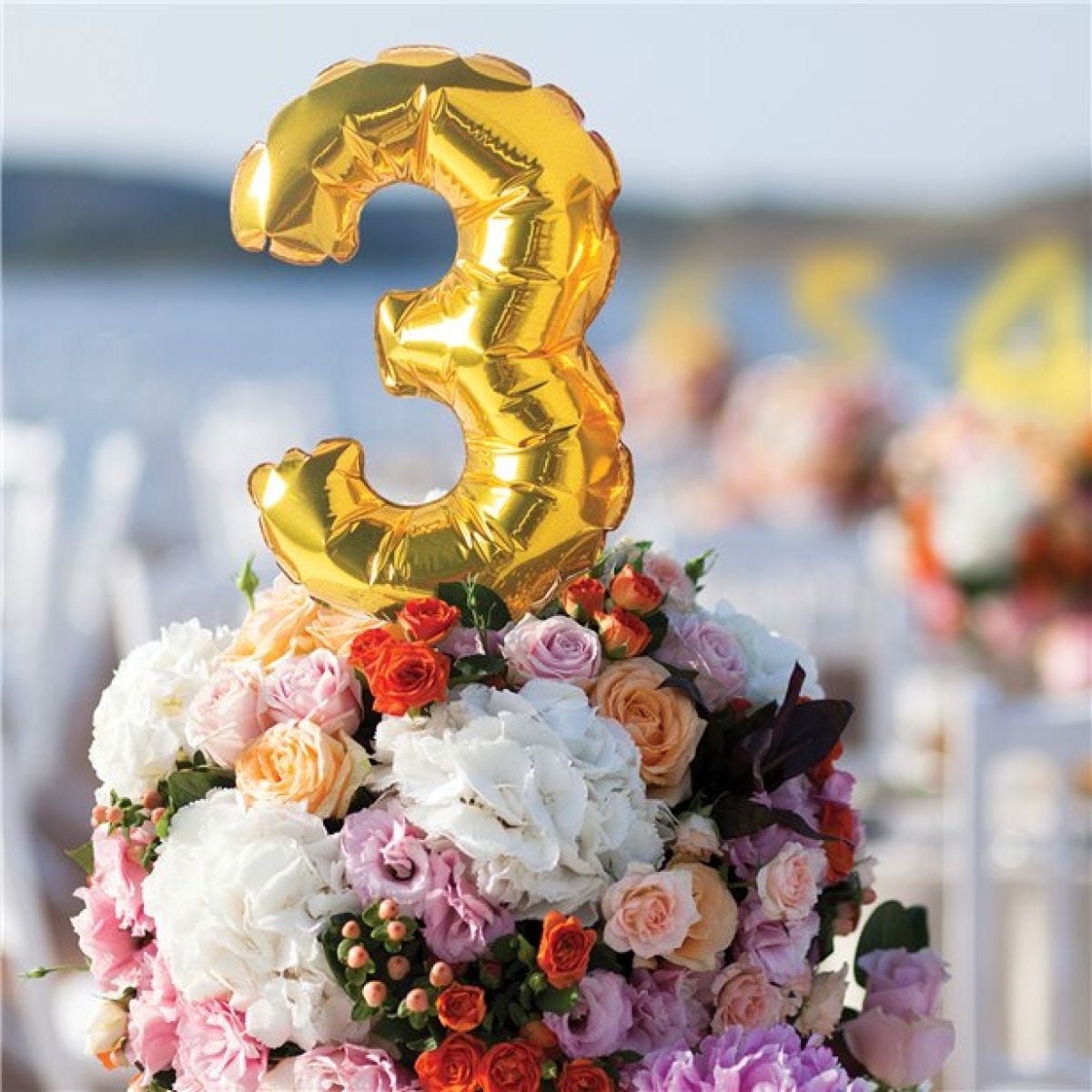 Air-Filled Gold Balloon Number 3 Cake Topper - 15cm