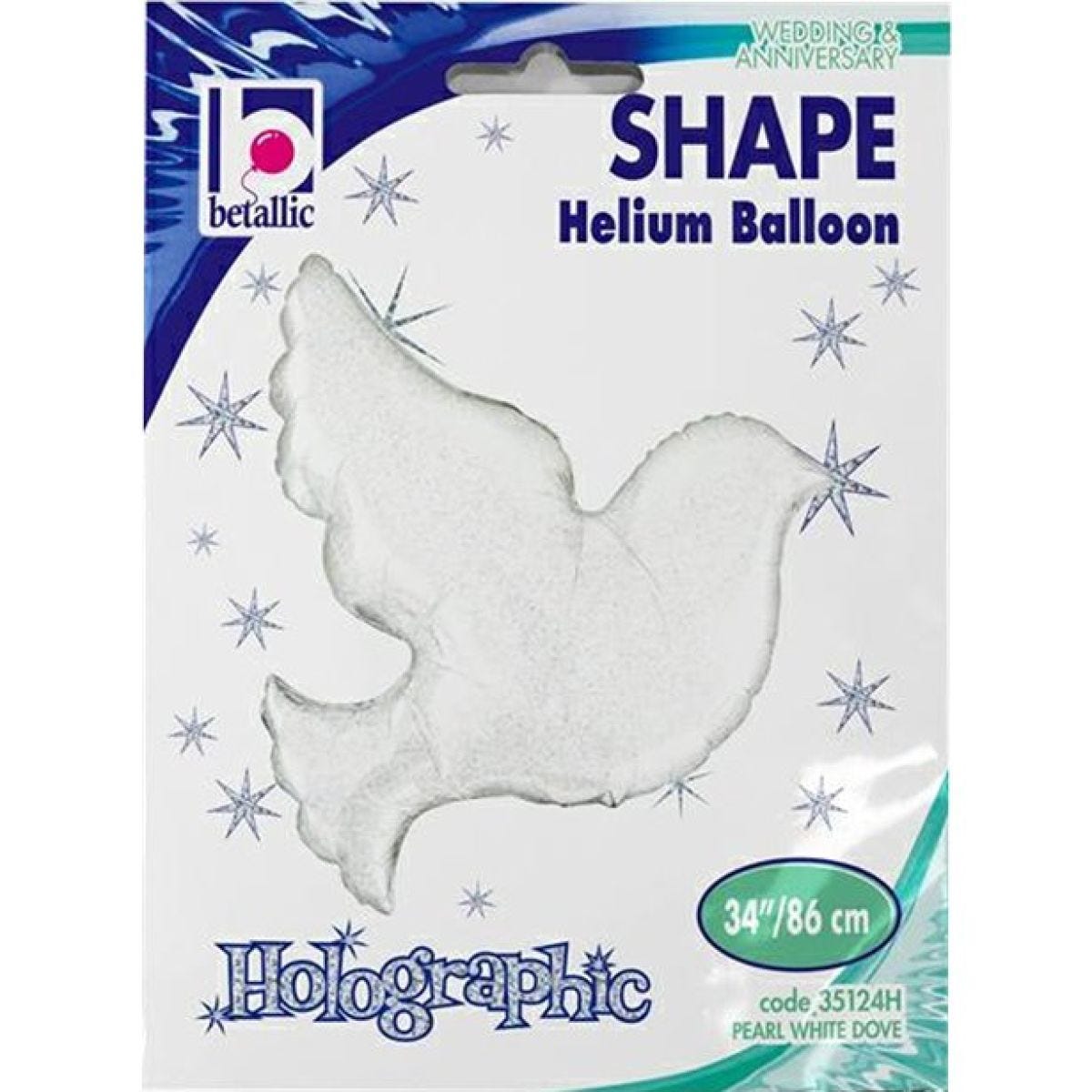 Large Holographic Dove Supersize Foil Balloon - 34"