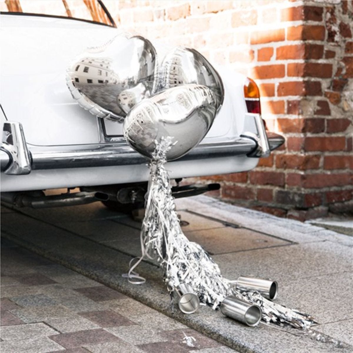 Silver Hearts Wedding Car Decoration Kit