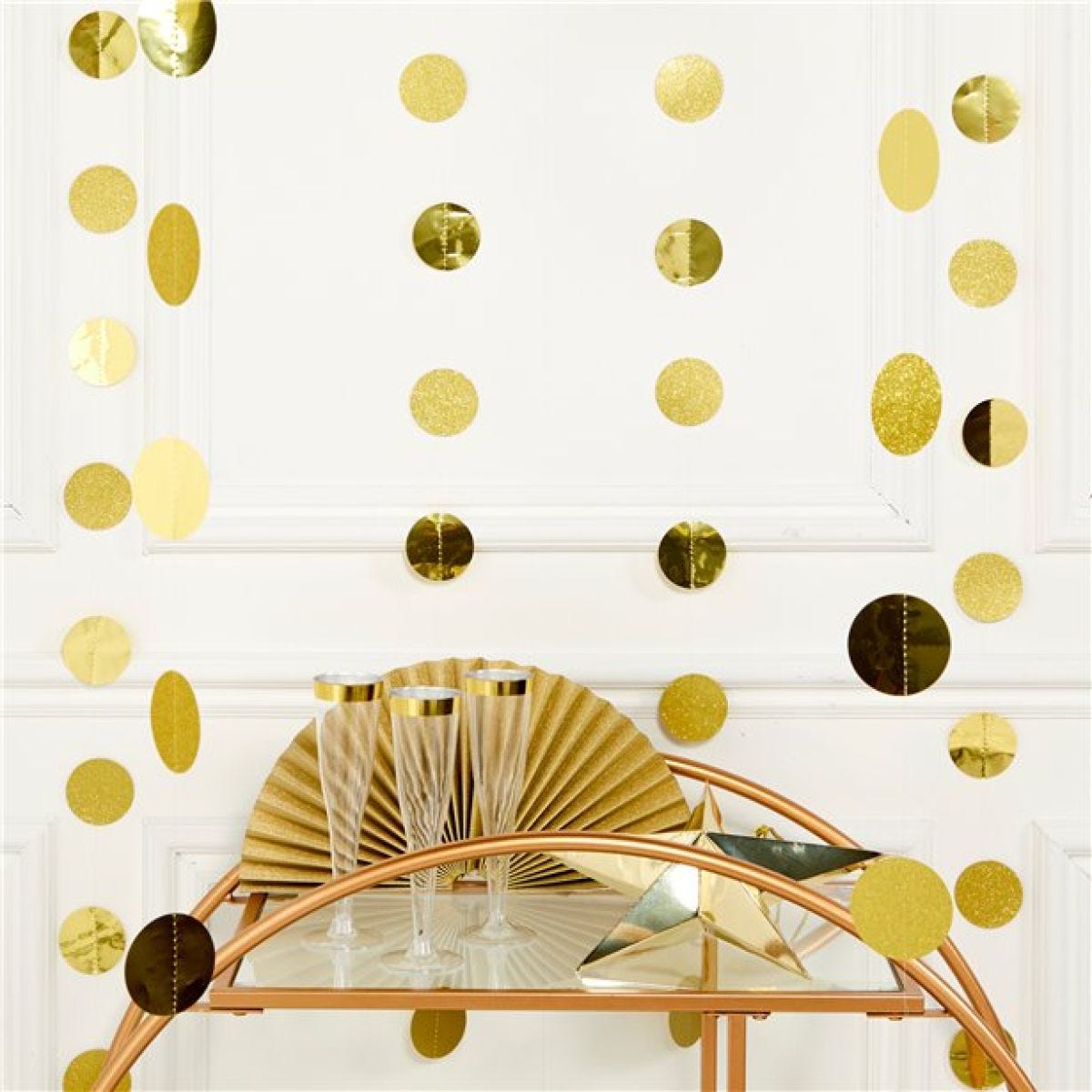 Gold Glitter Hanging String Decorations - 2.1m