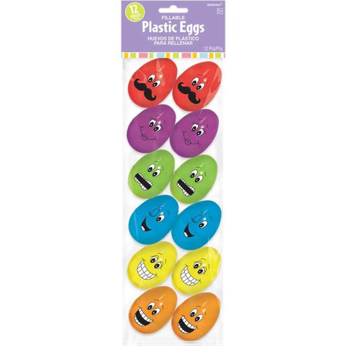 Funny Face Fillable Eggs - 6cm (12pk)