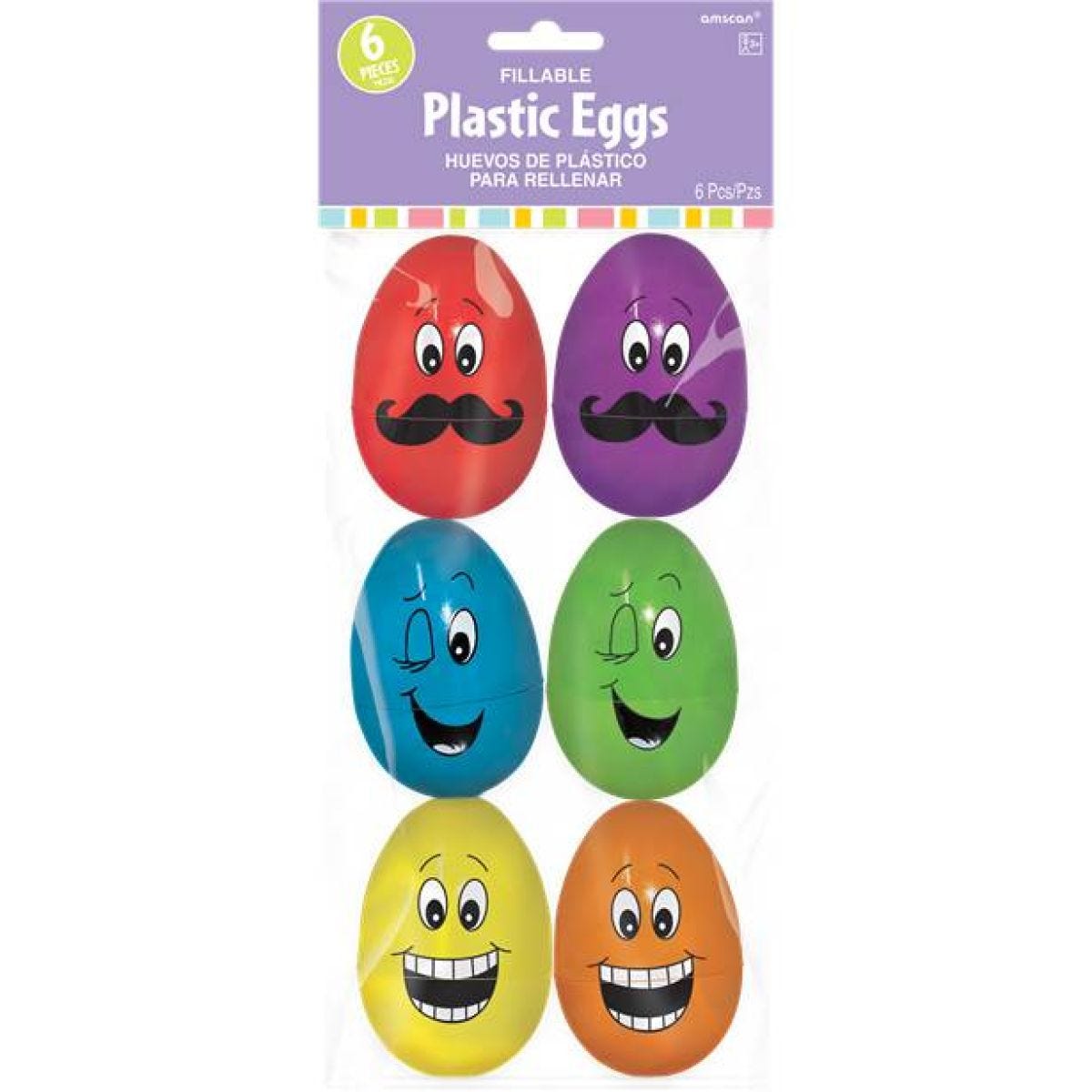 Large Funny Face Fillable Eggs - 8cm (6pk)