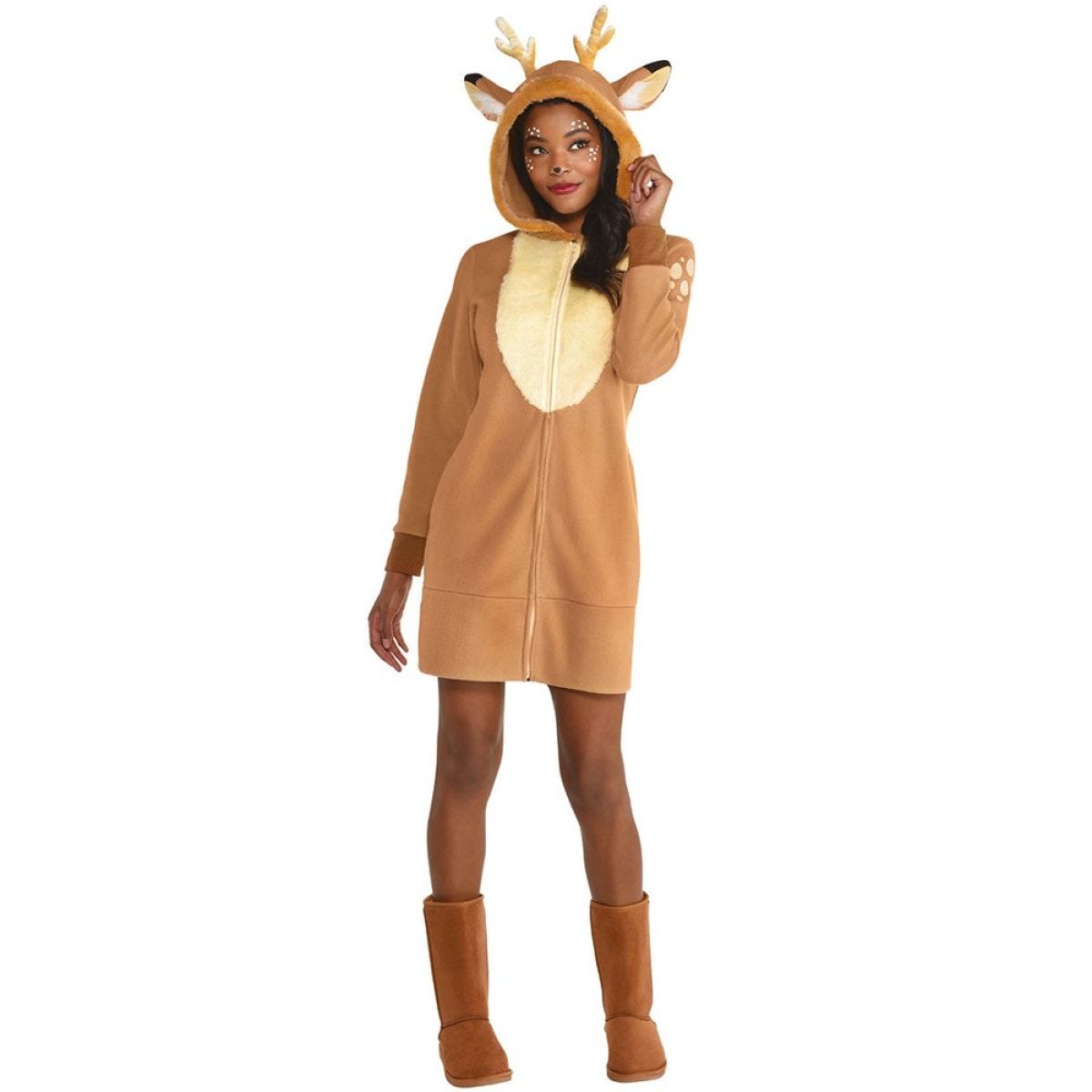 Reindeer Dress With Hood - Adult Costume