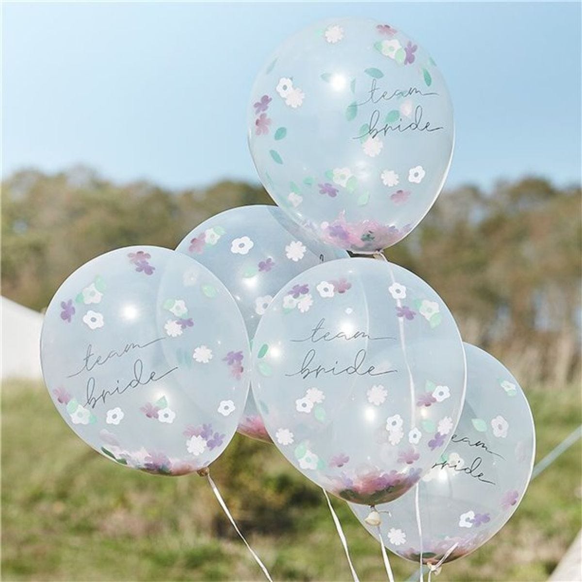 Team Bride Flower Confetti Latex Balloons - 12"