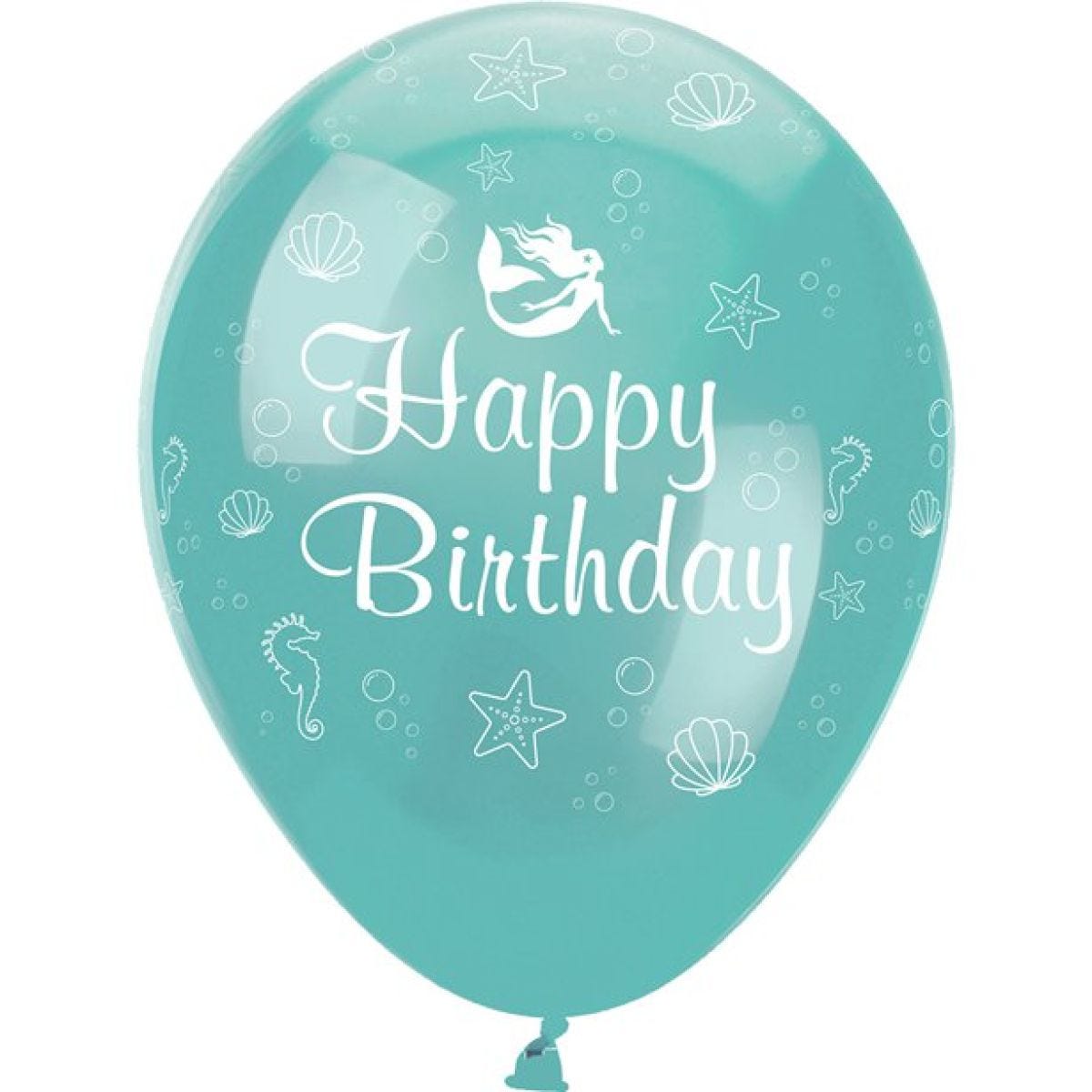 Mermaid Shine &apos;Happy Birthday&apos; Latex Balloons - 12" (6pk)