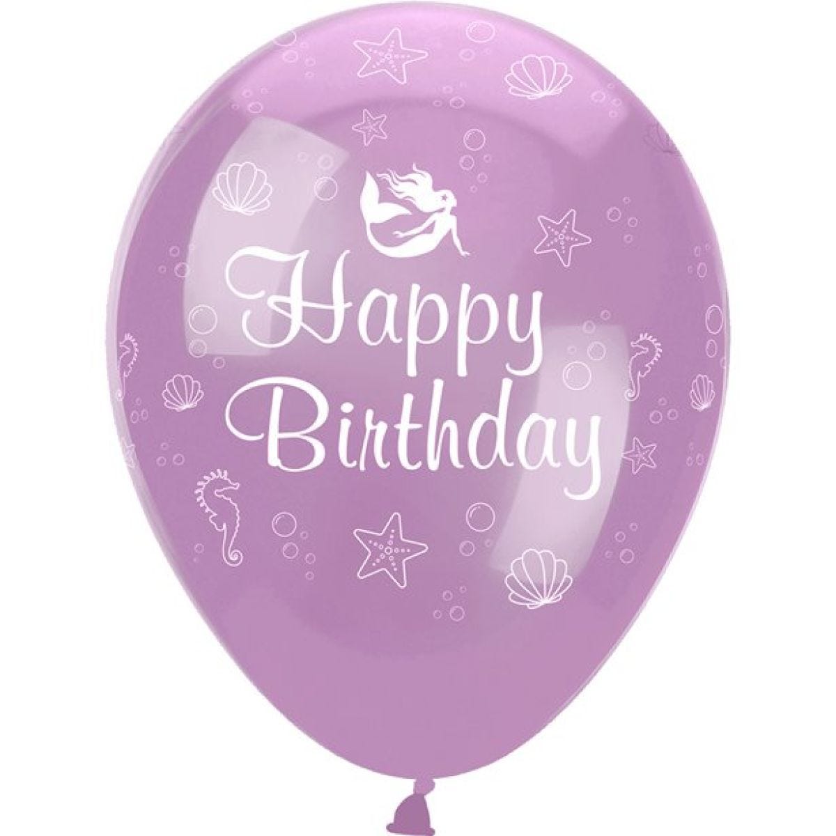 Mermaid Shine &apos;Happy Birthday&apos; Latex Balloons - 12" (6pk)