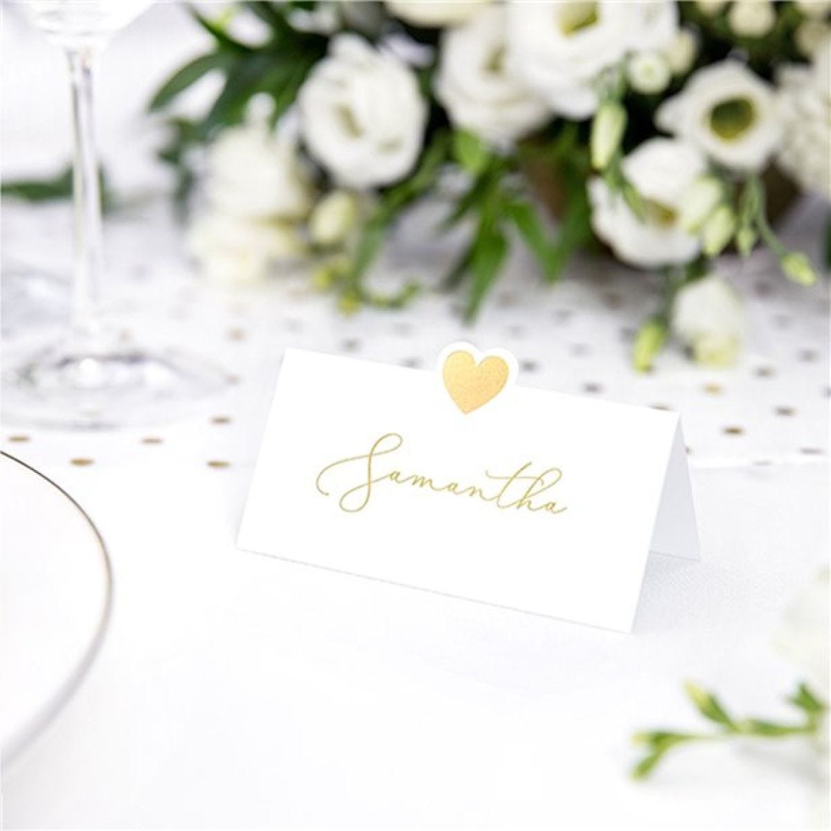 Gold Heart Wedding Place Cards (10pk)