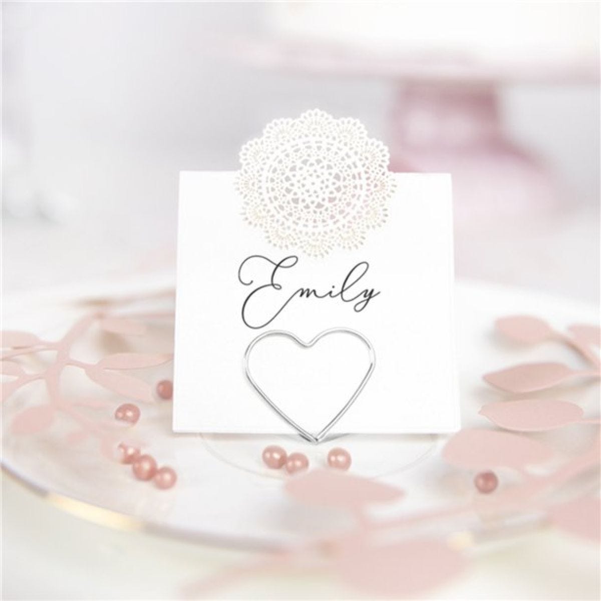 Silver Heart Place Card Holders (10pk)