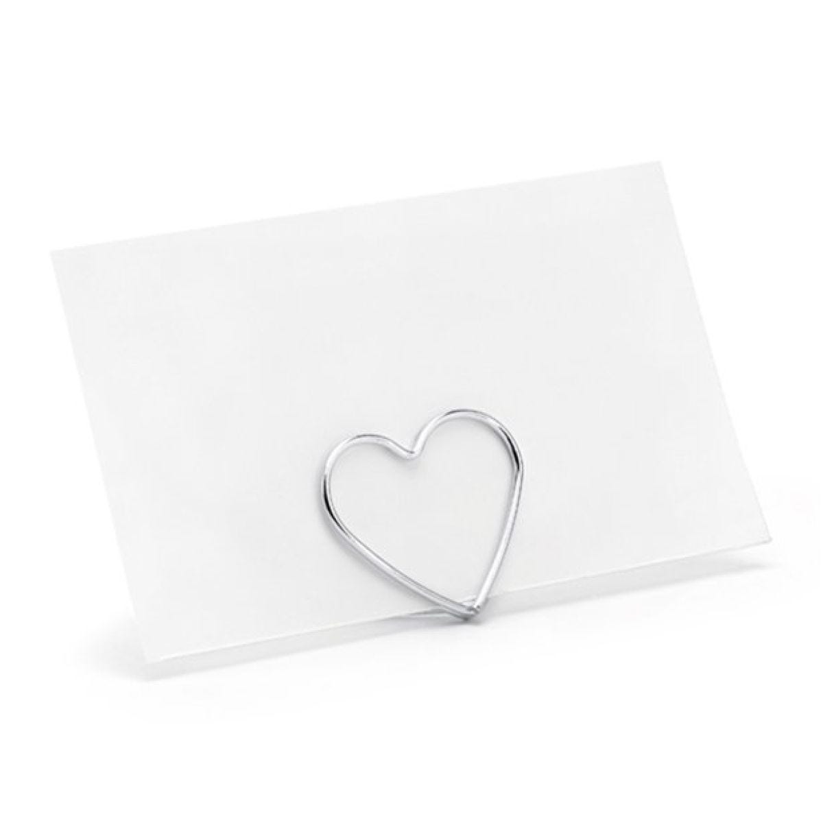 Silver Heart Place Card Holders (10pk)