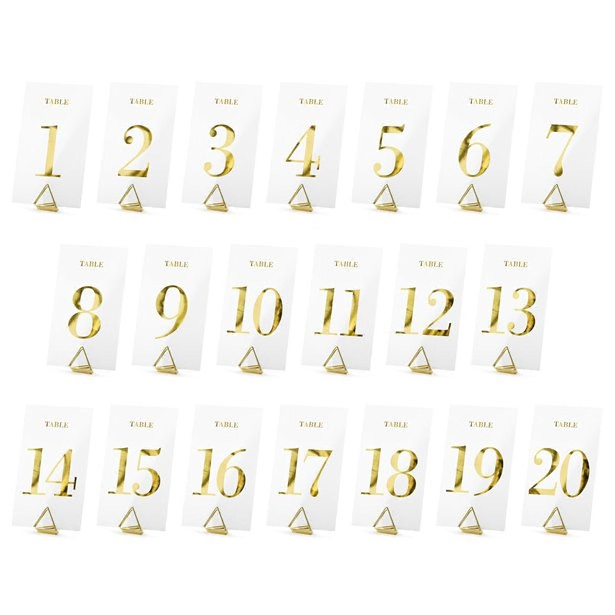 Transparent Gold Table Numbers - 1-20 (20pk)