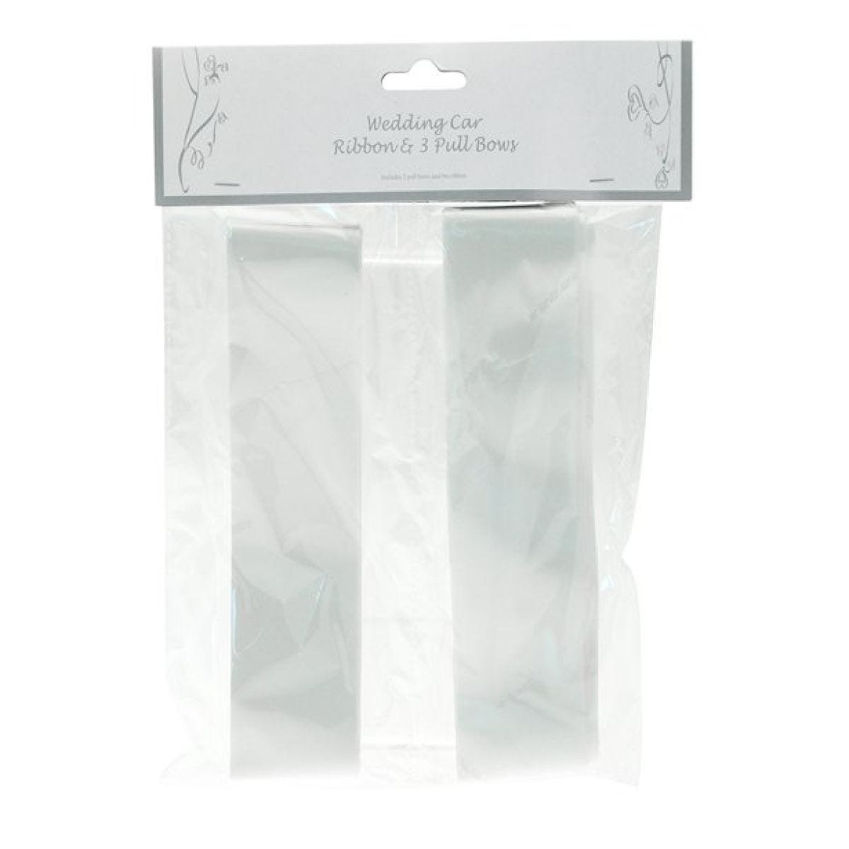 White Wedding Car Ribbon & Bows Kit - 9m