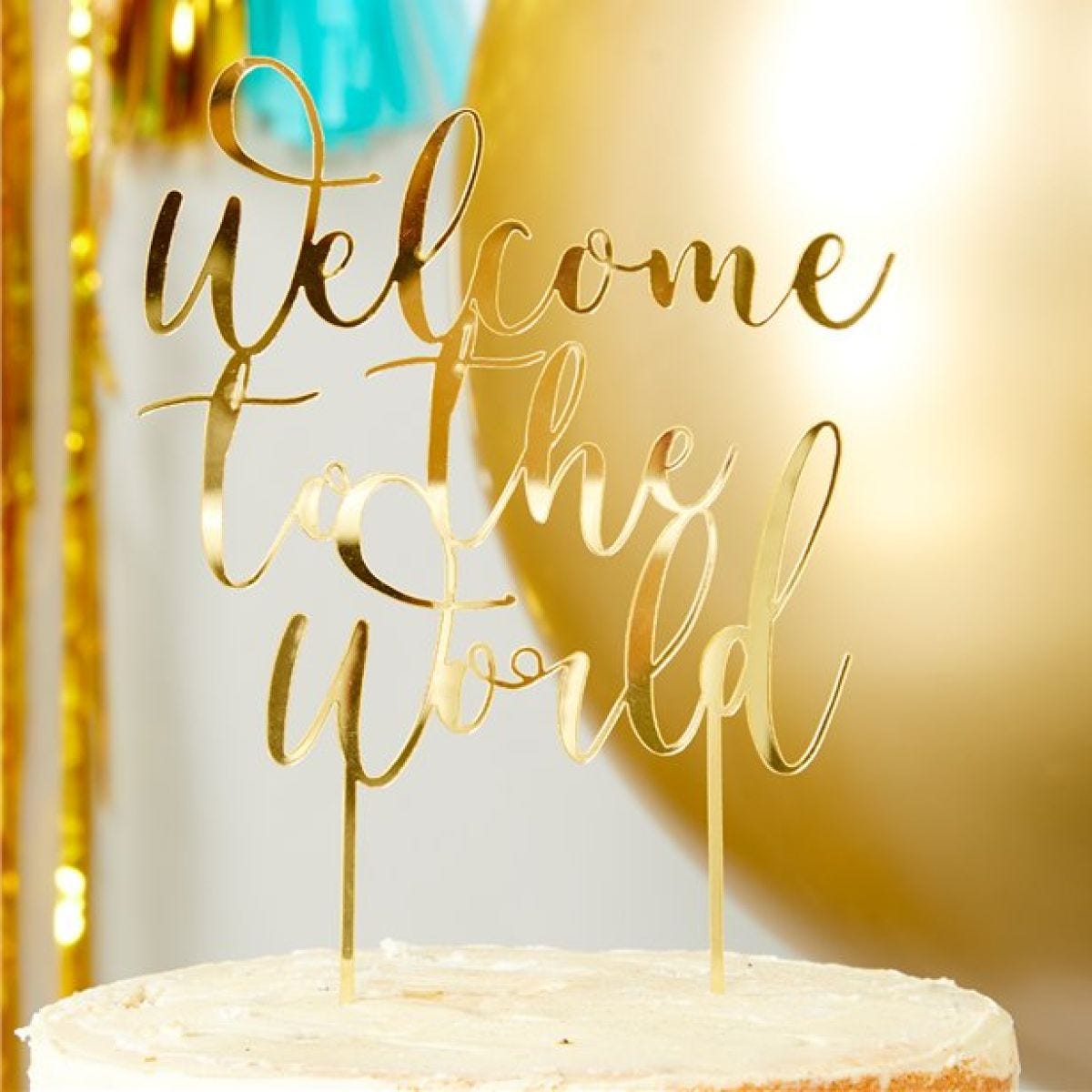 Ready To Pop Welcome To The World Cake Topper - 19cm