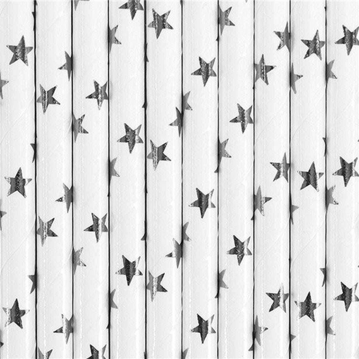 Silver Star Paper Straws (10pk)