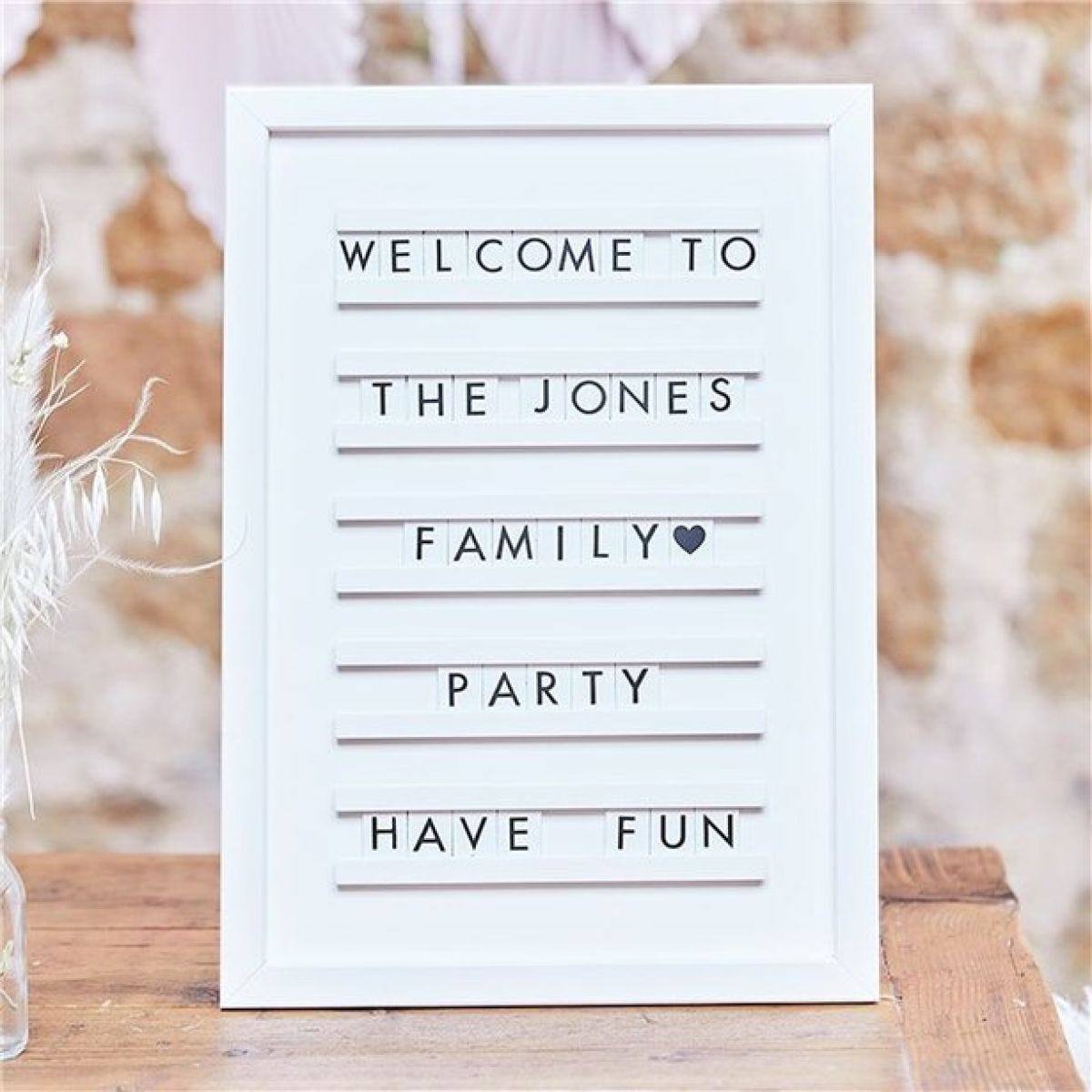 A Touch Of Pampas White Framed Letter Board