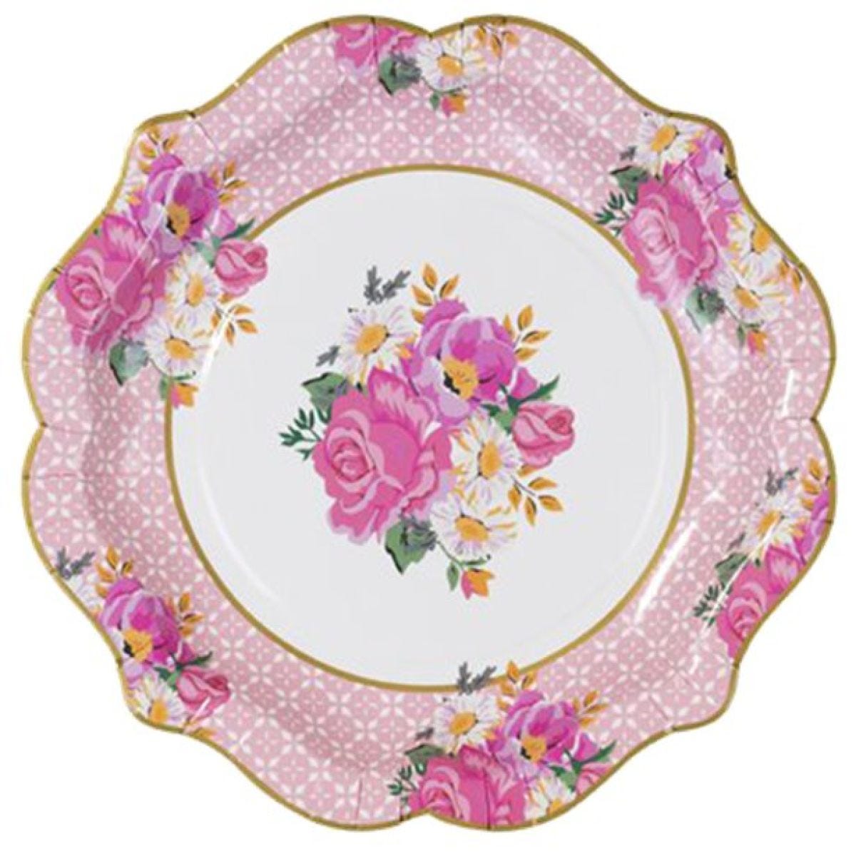 Vintage Tea Party Paper Plates - 21cm (12pk)