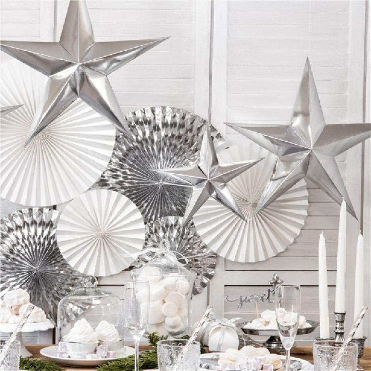 Silver Paper Star Decoration - 30cm