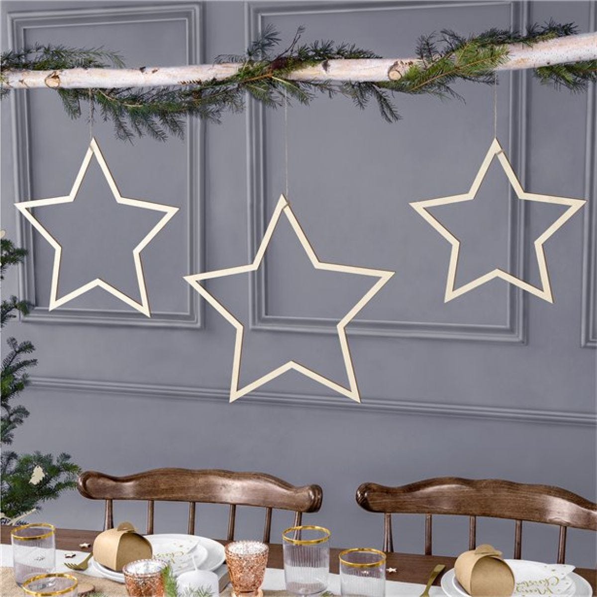 Star Wooden Decorations (3pk)